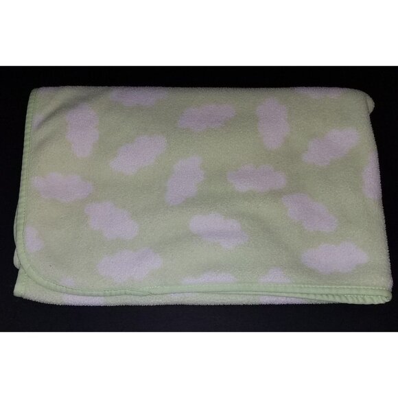 Message From Heart Green/White Clouds Baby Security Blanket Lovey 30" x 40" - Picture 1 of 4